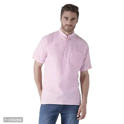 RIAG Men's Half Sleeves Pink Short Kurta