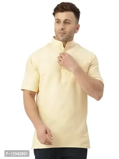 RIAG Men's Half Sleeves Beige Sand 2 Short Kurta