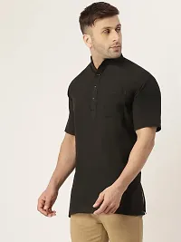 RIAG Men's Half Sleeves Black Short Kurta-thumb2