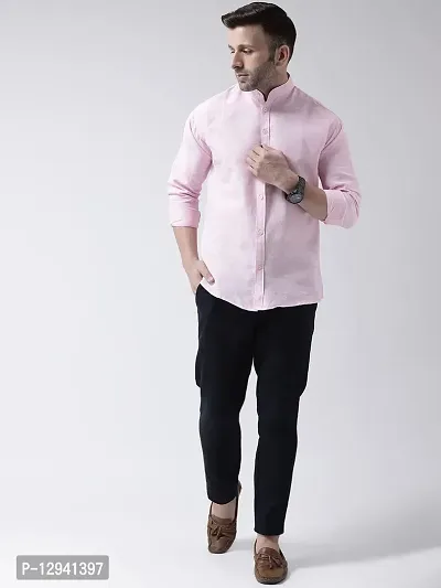 RIAG Men's Chinese Neck Full Sleeves Pink Shirt-thumb5