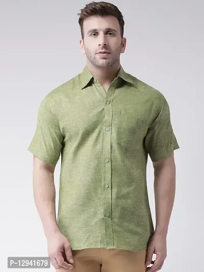 RIAG Men's Casual Linen Q1 Half Sleeves Shirt Green
