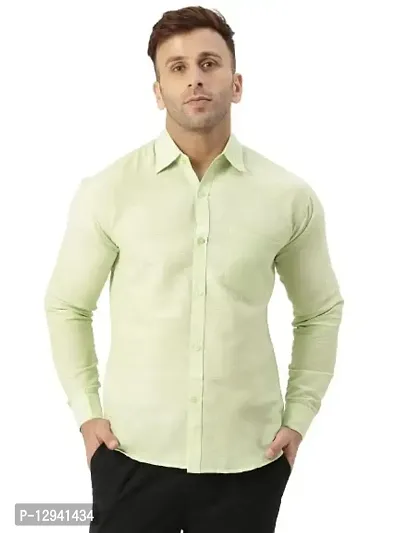 KHADIO Men's Parrot Green Full Shirt