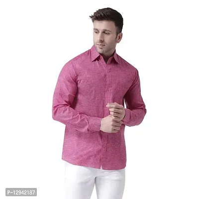 KHADIO Men's Linen K1 Full Shirt Purple