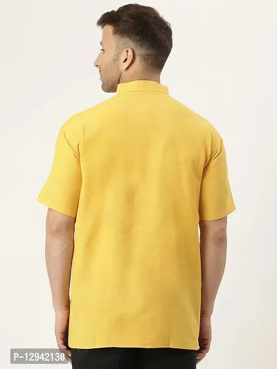 RIAG Men's Half Sleeves Mustard Yellow 1 Short Kurta-thumb4