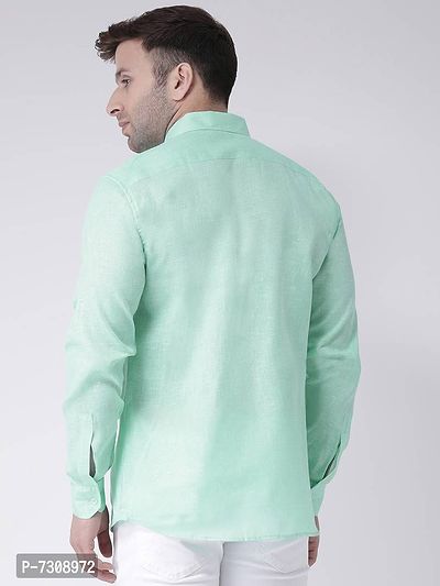 Trendy Green Linen Long Sleeves Solid Casual Shirts For Men-thumb3