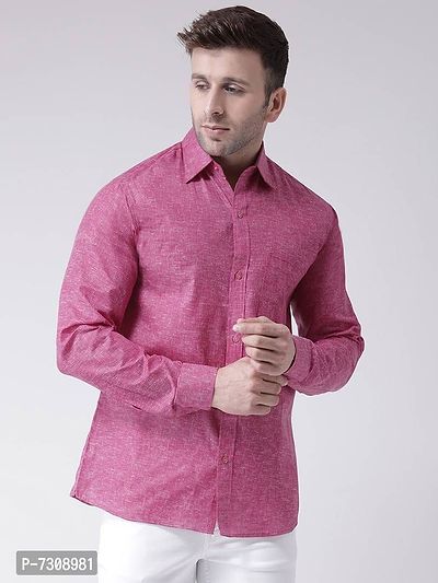 Trendy Purple Linen Long Sleeves Solid Casual Shirts For Men