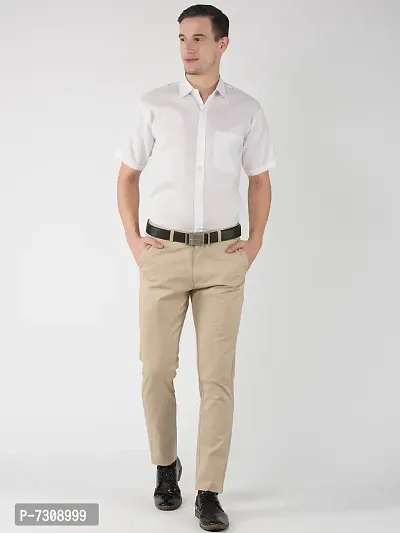 Trendy White Cotton Short Sleeves Solid Casual Shirts For Men