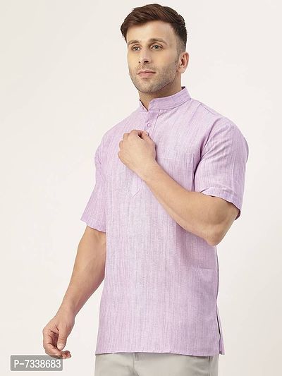 Stylish Purple Cotton Textured Short Length Kurta For Men-thumb3