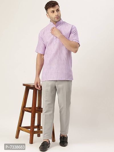 Stylish Purple Cotton Textured Short Length Kurta For Men-thumb5