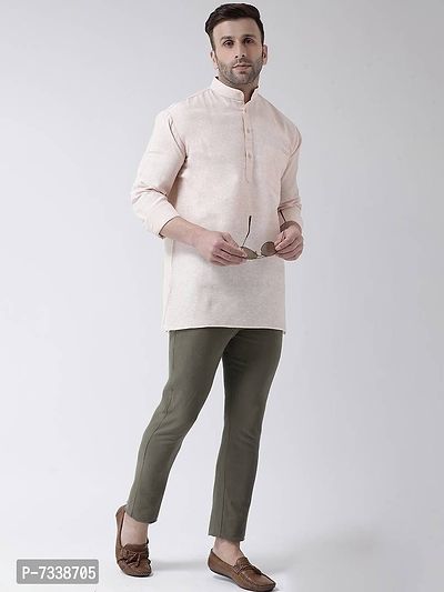 Stylish Beige Cotton Solid Short Length Kurta For Men-thumb5