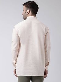 Stylish Beige Cotton Solid Short Length Kurta For Men-thumb3