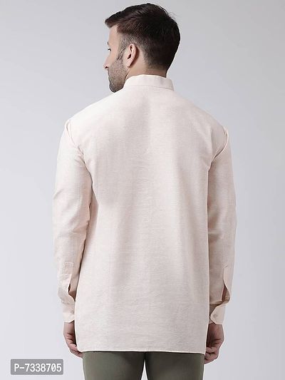 Stylish Beige Cotton Solid Short Length Kurta For Men-thumb4