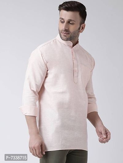 Stylish Beige Cotton Solid Short Length Kurta For Men-thumb3