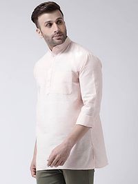 Stylish Beige Cotton Solid Short Length Kurta For Men-thumb1