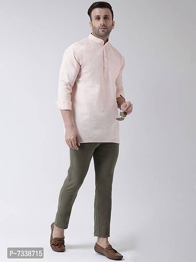 Stylish Beige Cotton Solid Short Length Kurta For Men-thumb5
