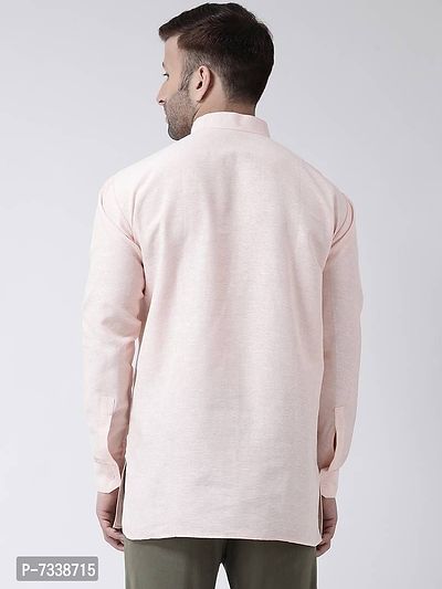 Stylish Beige Cotton Solid Short Length Kurta For Men-thumb4