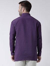 Stylish Purple Cotton Solid Short Length Kurta For Men-thumb3