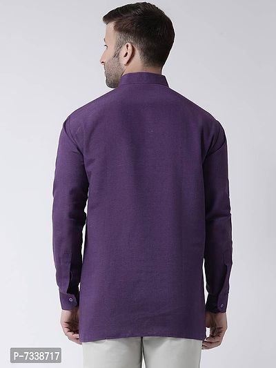 Stylish Purple Cotton Solid Short Length Kurta For Men-thumb4