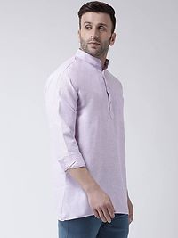 Stylish Purple Cotton Solid Short Length Kurta For Men-thumb2