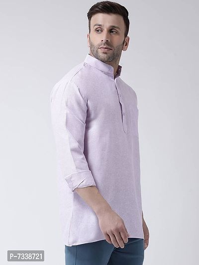 Stylish Purple Cotton Solid Short Length Kurta For Men-thumb3