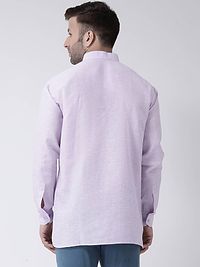 Stylish Purple Cotton Solid Short Length Kurta For Men-thumb3