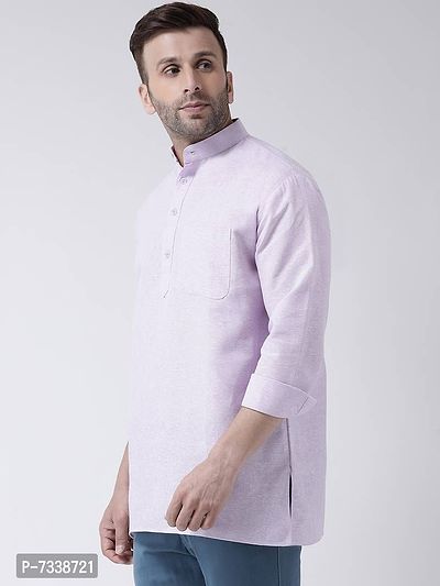 Stylish Purple Cotton Solid Short Length Kurta For Men-thumb2