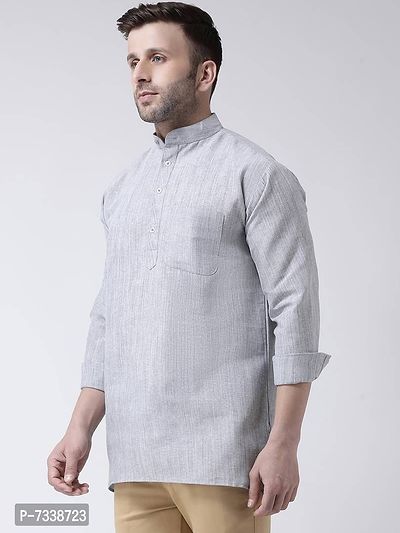 Stylish Grey Cotton Textured Short Length Kurta For Men-thumb2
