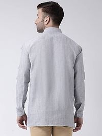 Stylish Grey Cotton Textured Short Length Kurta For Men-thumb3