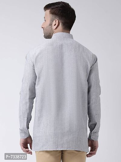 Stylish Grey Cotton Textured Short Length Kurta For Men-thumb4