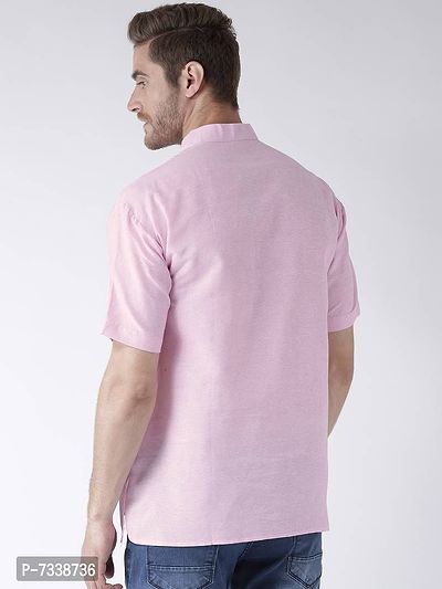 Stylish Pink Cotton Solid Short Length Kurta For Men-thumb3