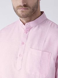 Stylish Pink Cotton Solid Short Length Kurta For Men-thumb4