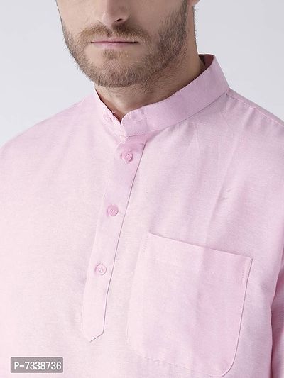 Stylish Pink Cotton Solid Short Length Kurta For Men-thumb5
