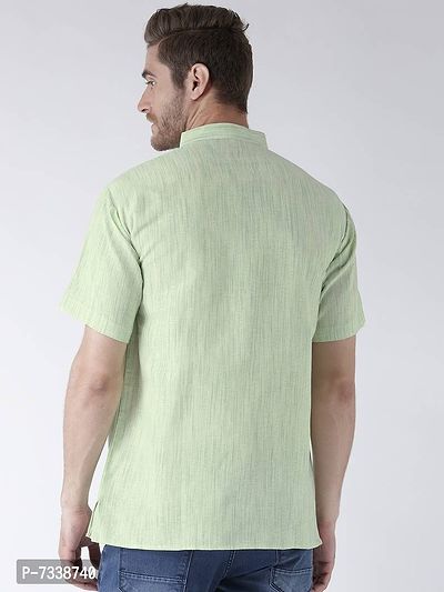 Stylish Green Cotton Textured Short Length Kurta For Men-thumb3