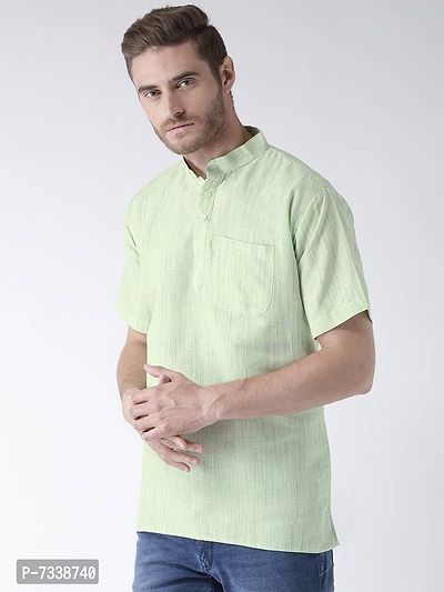 Stylish Green Cotton Textured Short Length Kurta For Men-thumb2