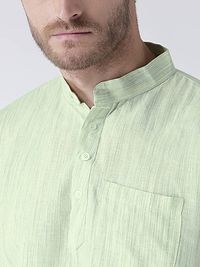 Stylish Green Cotton Textured Short Length Kurta For Men-thumb4