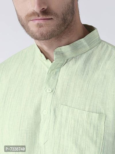 Stylish Green Cotton Textured Short Length Kurta For Men-thumb5