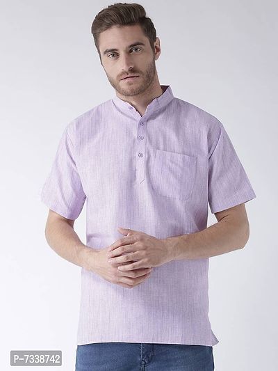 Stylish Purple Cotton Textured Short Length Kurta For Men-thumb0
