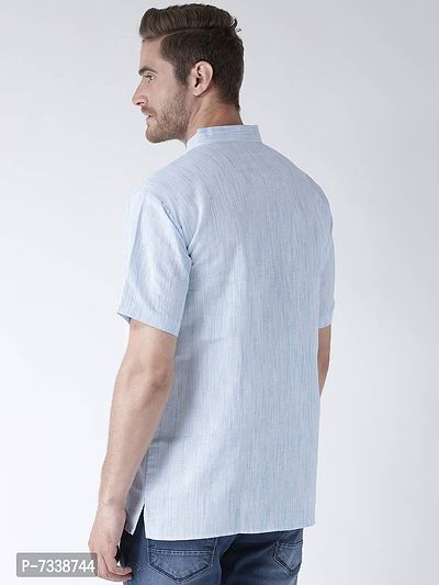 Stylish Blue Cotton Textured Short Length Kurta For Men-thumb3