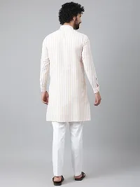 Beautiful Cotton Striped Beige Kurta For Men-thumb2