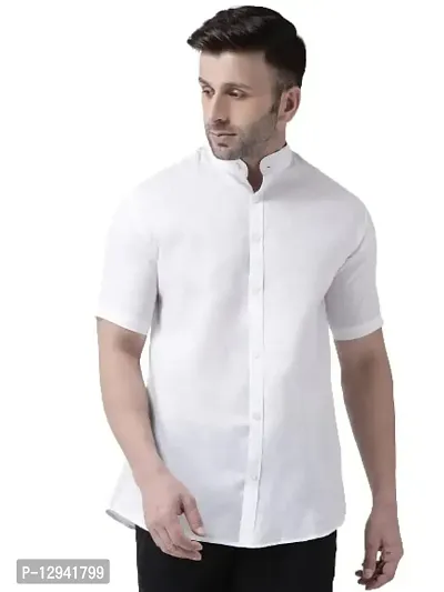 RIAG Men's Chinese Neck Half Sleeves White Shirt