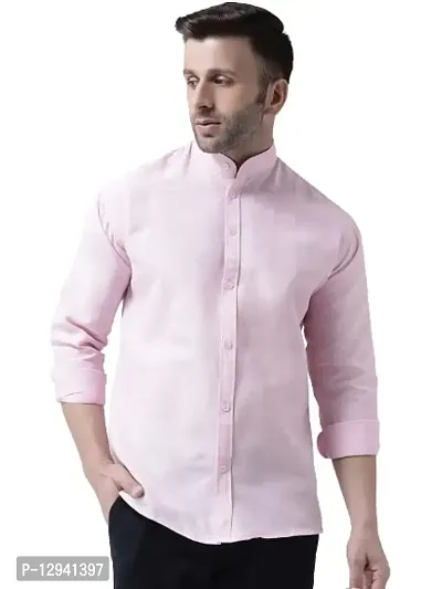 RIAG Men's Chinese Neck Full Sleeves Pink Shirt