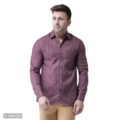 KHADIO Men's Linen N1 Full Shirt Purple