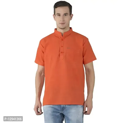 RIAG Men's Half Sleeves Orange Short Kurta