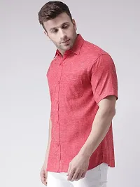 KHADIO Men's Linen C1 Half Shirt Red-thumb1