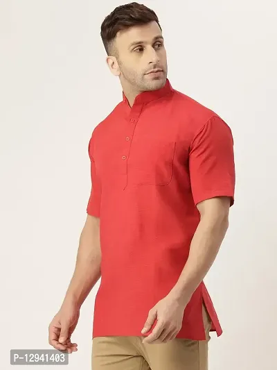 RIAG Men's Half Sleeves Red 1 Short Kurta-thumb3