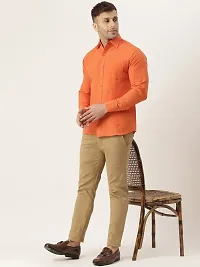 KHADIO Men's Orange Full Shirt-thumb4