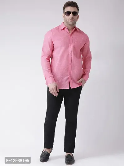KHADIO Men's Linen S1 Full Shirt Pink-thumb4