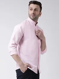 RIAG Men's Chinese Neck Full Sleeves Pink Shirt-thumb2