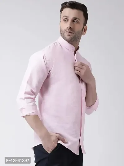 RIAG Men's Chinese Neck Full Sleeves Pink Shirt-thumb3