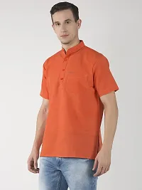 RIAG Men's Half Sleeves Orange Short Kurta-thumb1